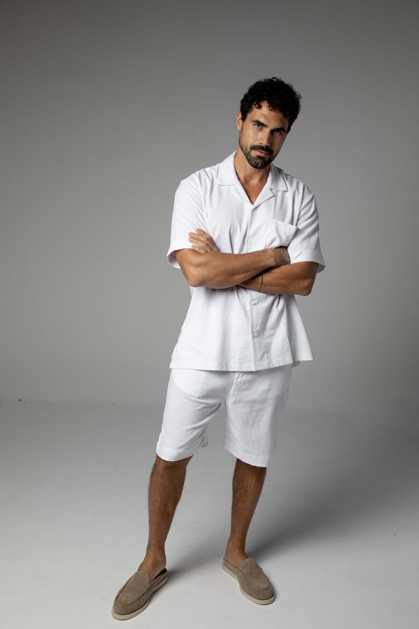 Relaxed fit short set in white