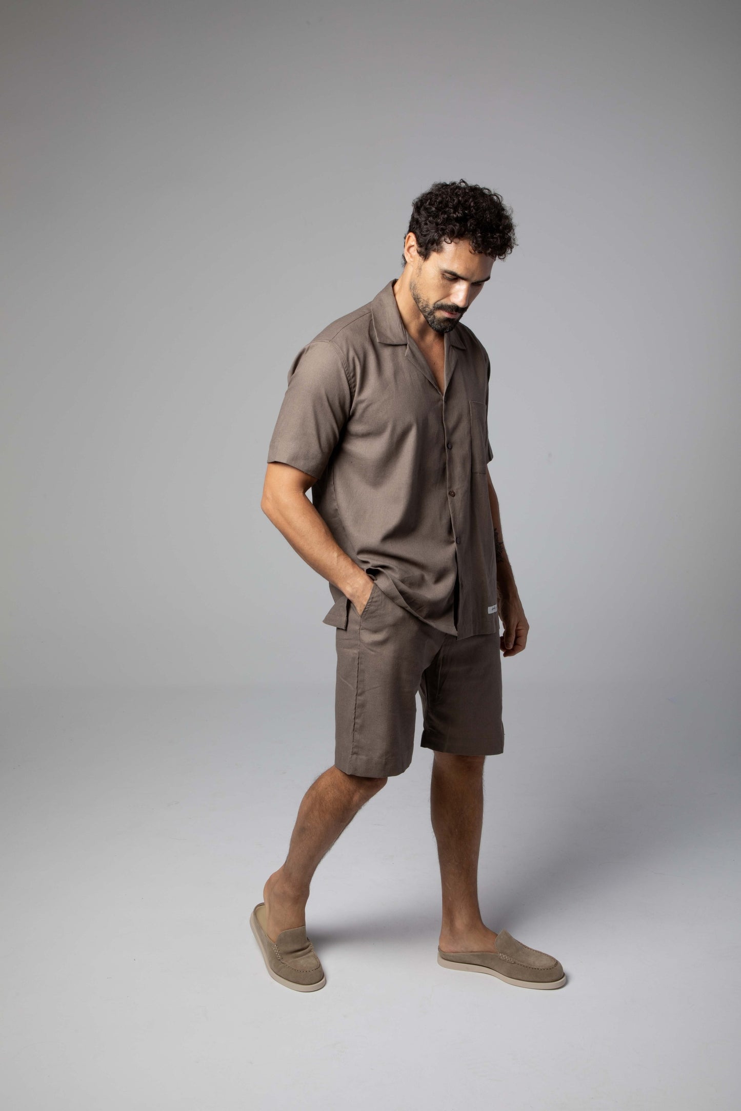 Relaxed fit short set in Brown